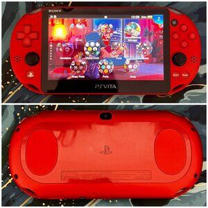 Psvita 2000 Metallic Red w (Case/Charger/Clear Shell/Wrist strap)